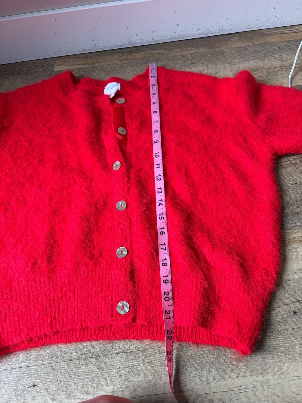 Song of Style By Aimee Song Red Fuzzy Cardigan Sweater - Picture 9 of 11